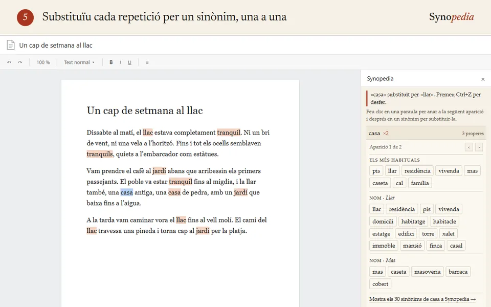 Un sinònim per a cada repetició