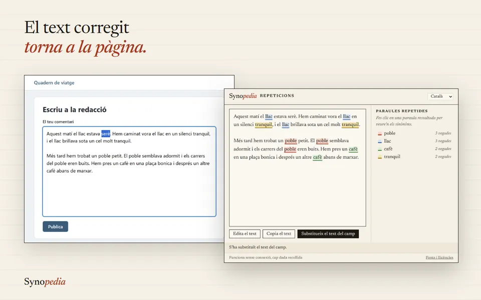 El text corregit torna al camp