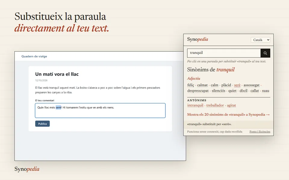 La paraula se substitueix al text