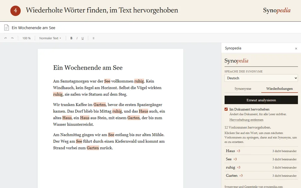 Wiederholte Wörter, die störendsten zuerst