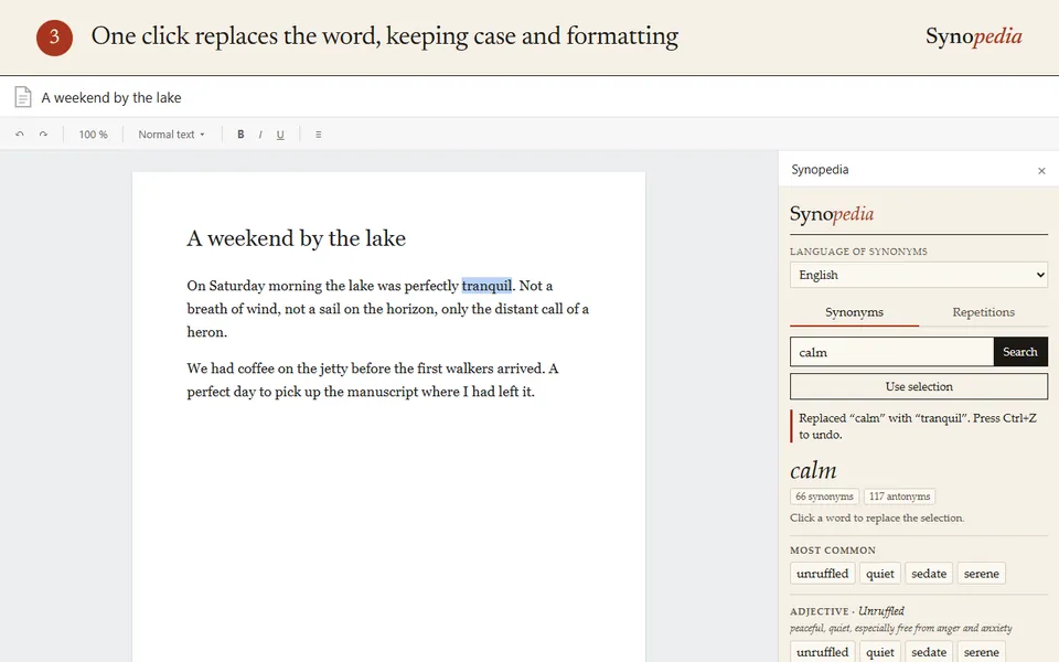 The word is replaced