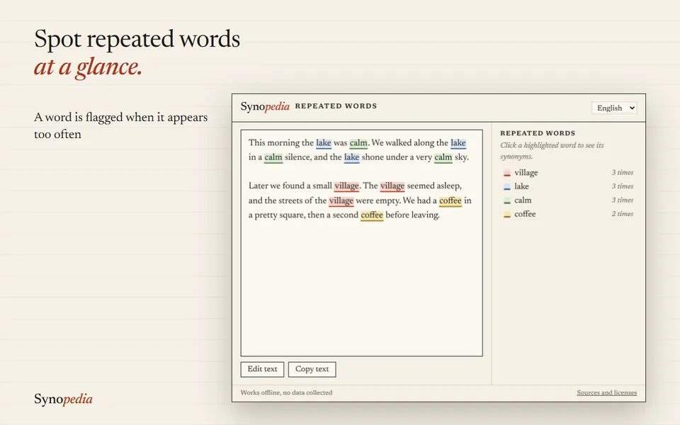 Synopedia – Repeated Word Finder