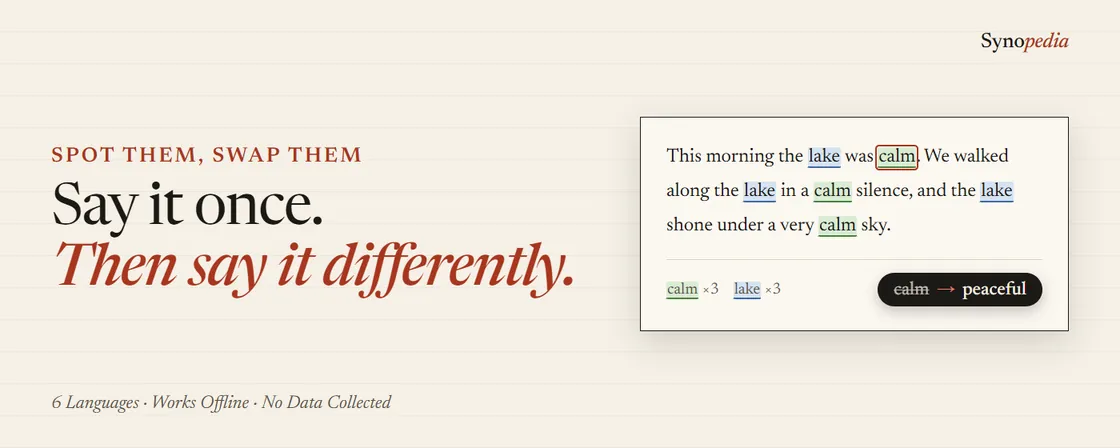 Synopedia – Repeated Word Finder