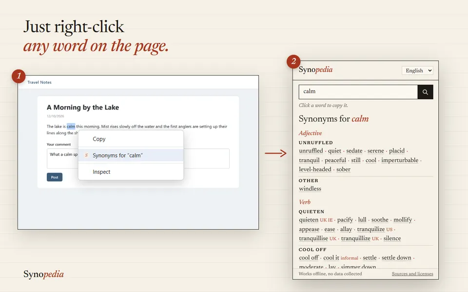 Right-click a word