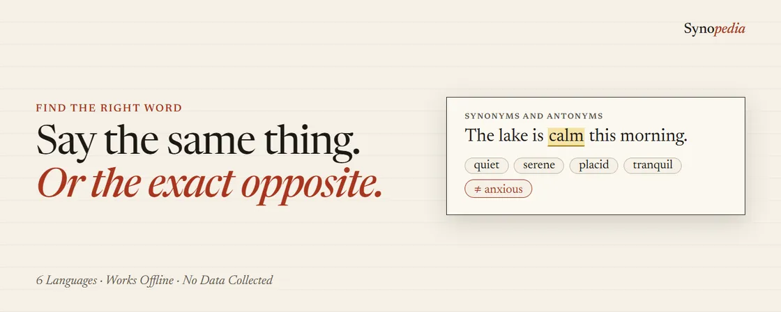 Synopedia – Synonyms & Antonyms