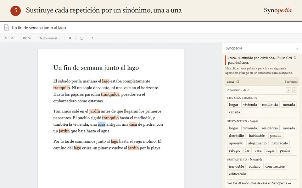 Un sinónimo para cada repetición