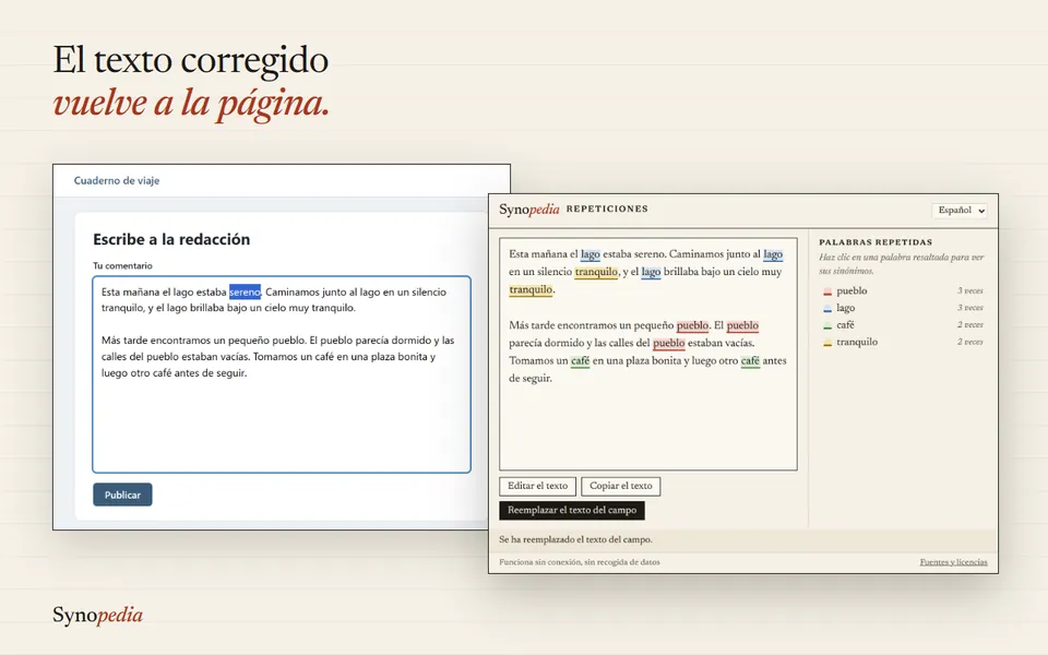 El texto corregido vuelve al campo