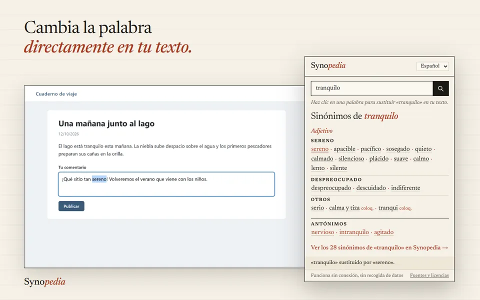 La palabra se sustituye en tu texto