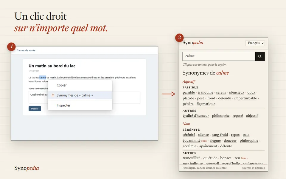 Clic droit sur un mot