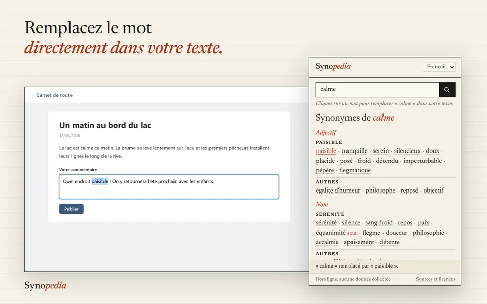 Le mot est remplacé dans votre texte