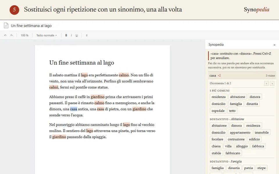 Un sinonimo per ogni ripetizione