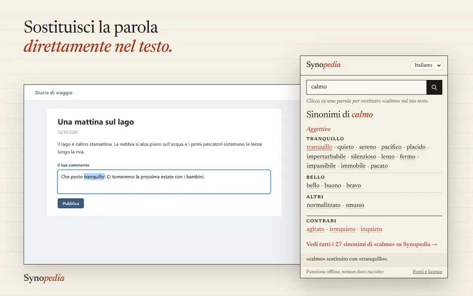 La parola viene sostituita nel testo