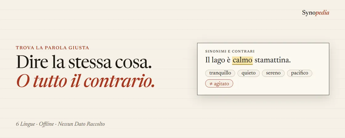 Synopedia – Sinonimi & Contrari